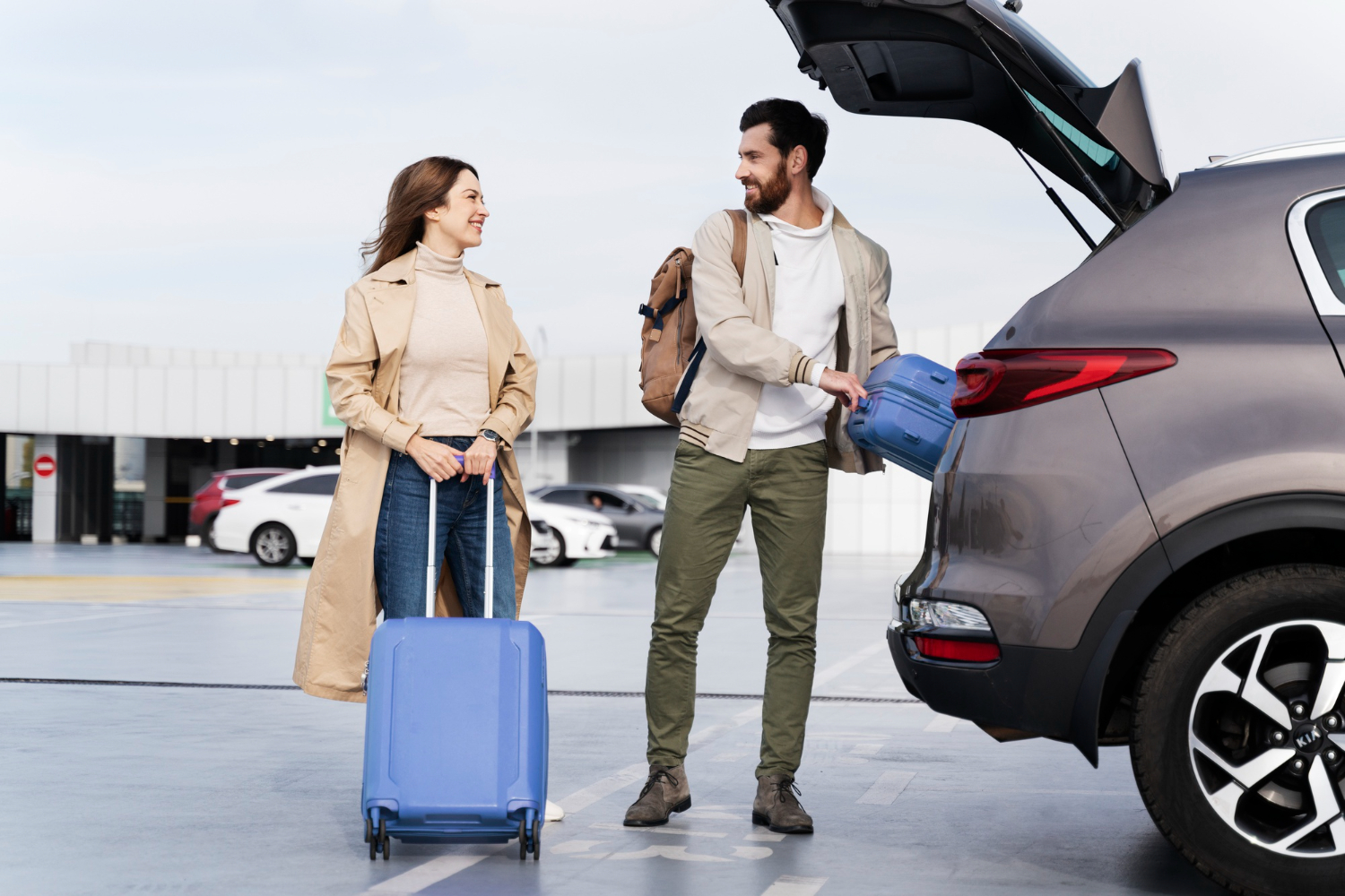 Cars lined up at Dubai Airport for rental pickup, ideal for stress-free arrivals